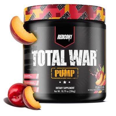 REDCON1 Non Stim &amp; Caffeine Free Pre Workout Powder for Women &amp; Men - Total War Pump - with L-Citrulline, Beta Alanine &amp; More - Workout at Any Time of Day - Plum Fusion (10.79 oz)