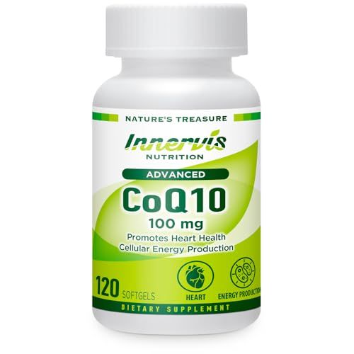 INNERVISNUTRITION CoQ10 100mg 120 Softgels Promote Heart Health Energy Production Powerful Antioxidant Supplement