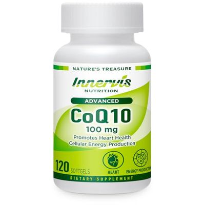 INNERVISNUTRITION CoQ10 100mg 120 Softgels Promote Heart Health Energy Production Powerful Antioxidant Supplement