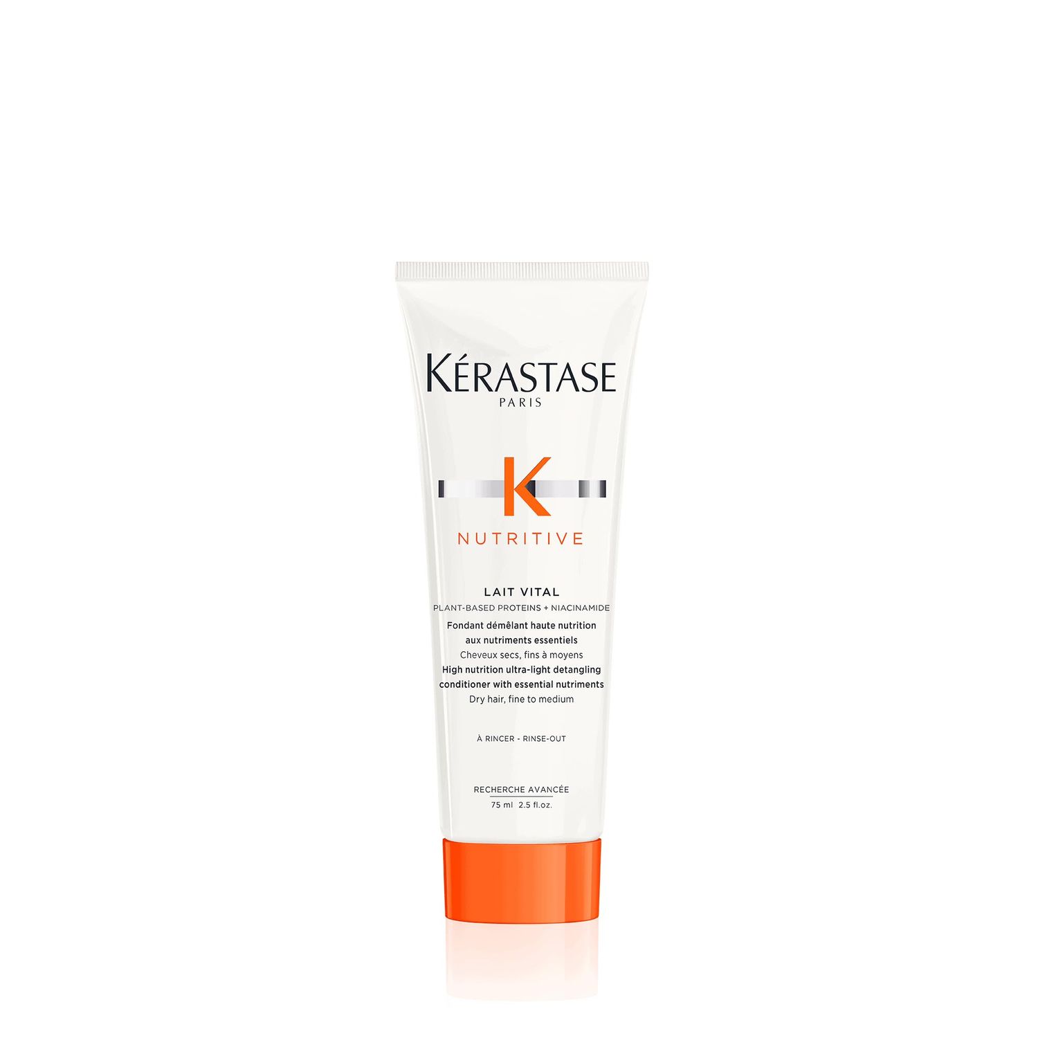Kerastase Nutritive Lait Vital Hydrating Conditioner For Fine to Medium Dry Hair - Illuminates Shiny Hair and Easily Detangles, With Plant-Based Proteins &amp; Niacinamide, 2.5 Fl Oz, Travel Size