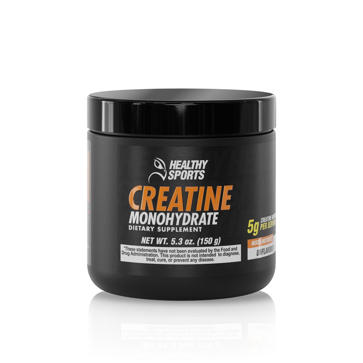 HEALTHY SPORTS Real Fitness Creatine Monohydrate Unflavored Powder, 5.3 oz - Muscle Growth &amp; Strength Supplement