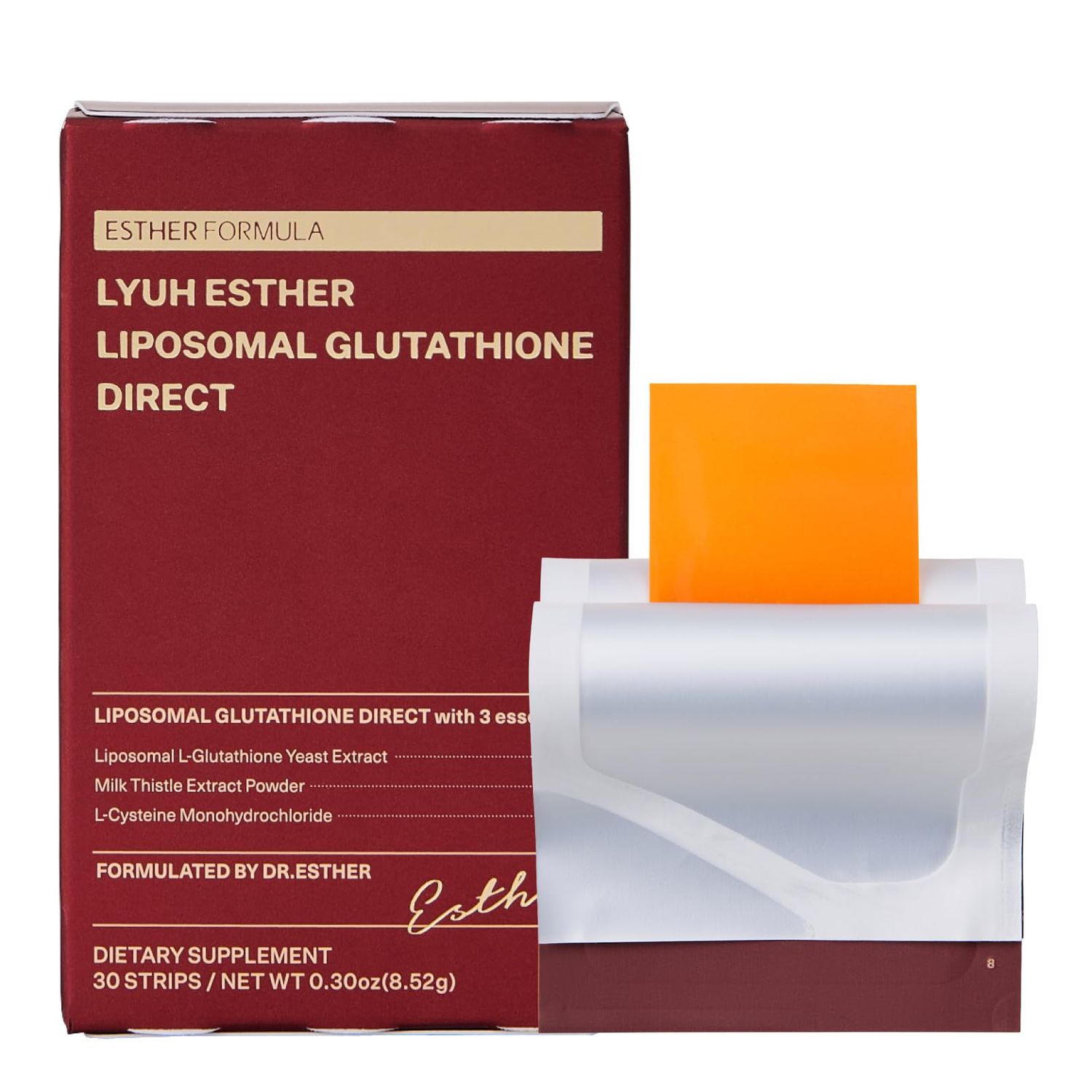 ESTHER FORMULA Liposomal Glutathione Direct (284mg30strips) Glutathione Strips, Korean Beauty Supplement Made in USA for antioxidant, Even Skintone, K-Beauty