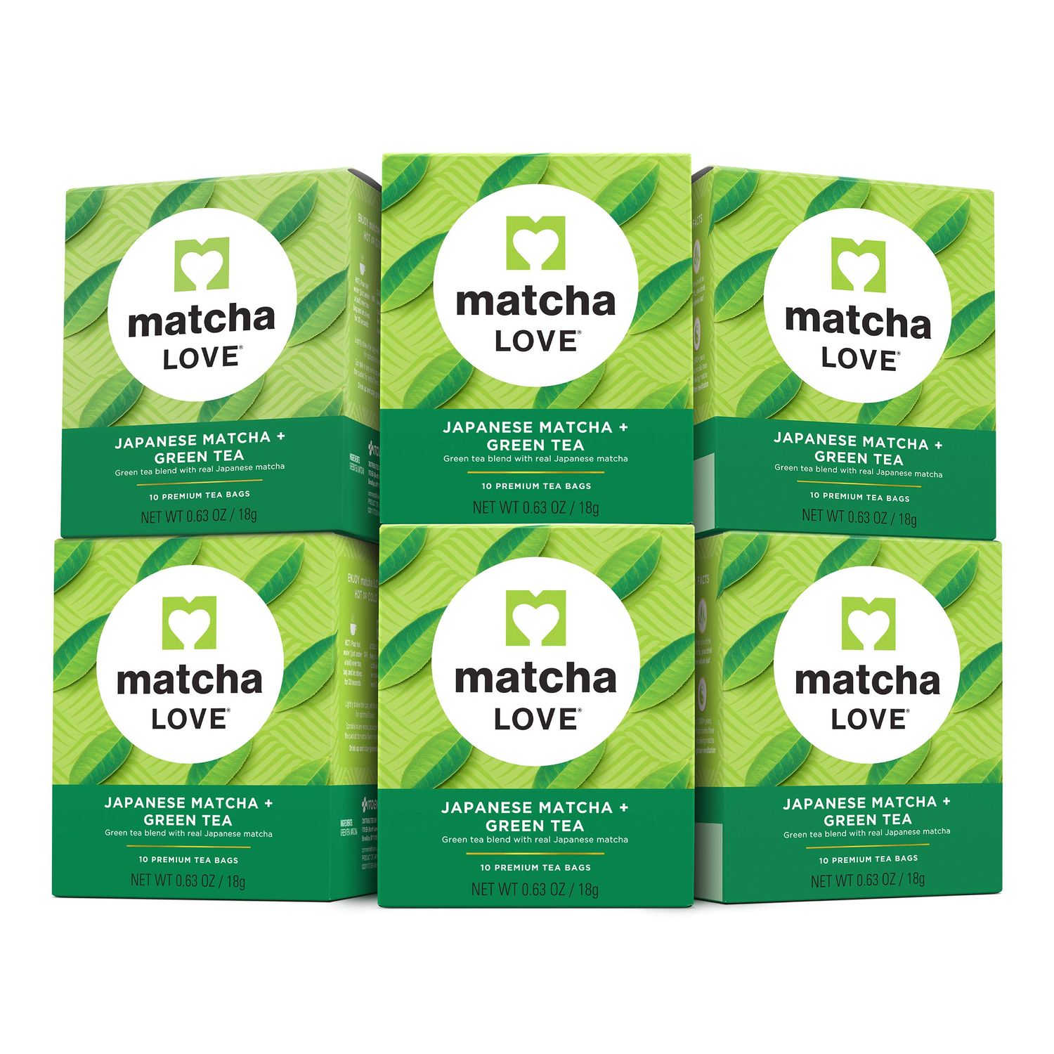 Matcha Love Japanese Matcha Green Tea, 10 Premium Tea Bags (Pack of 6)