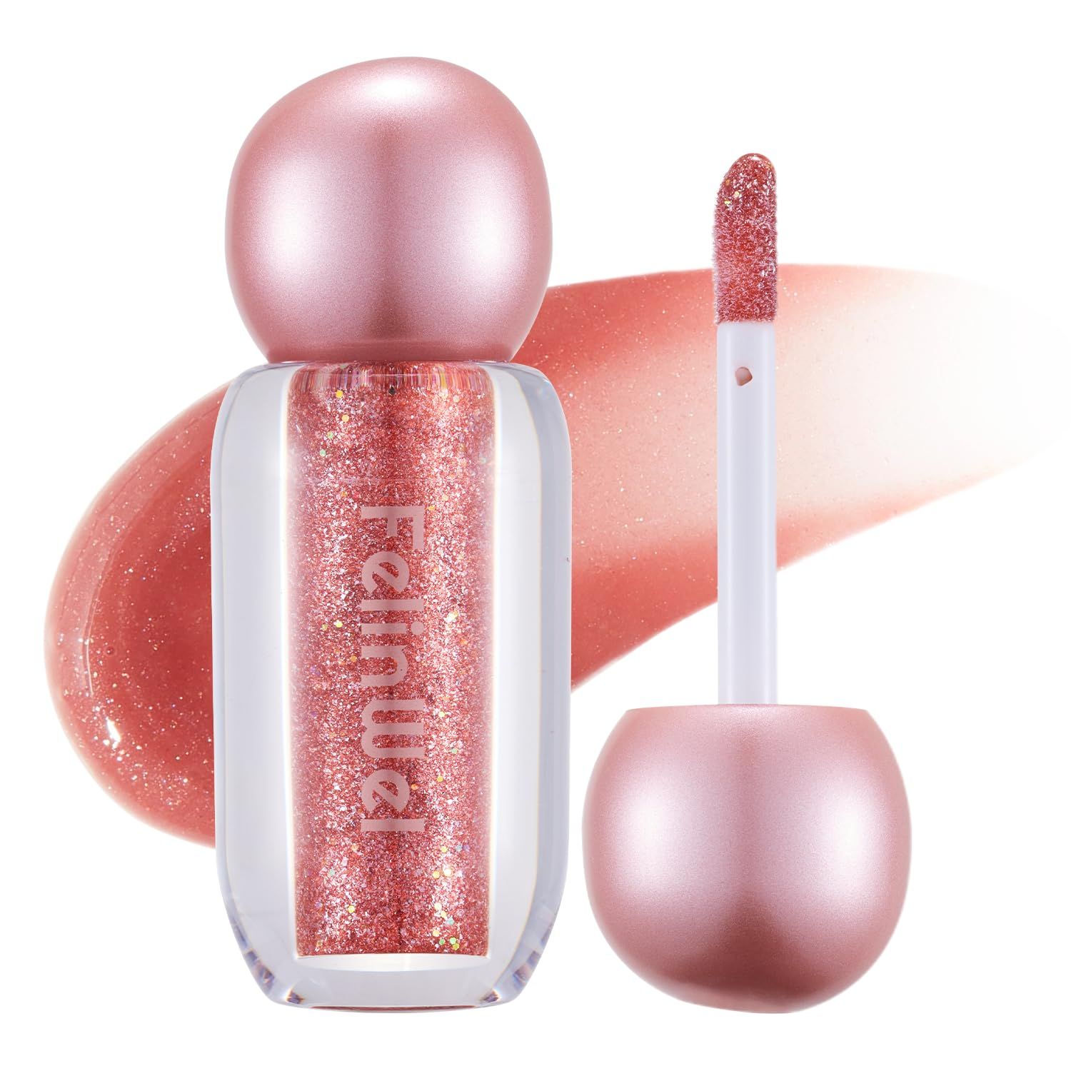 FelinWel Super Sparkly Lip Gloss, Shining and Nourishing, Fresh Texture, Buildable Formula, One for Multipurpose, 03 Cherry Glaze