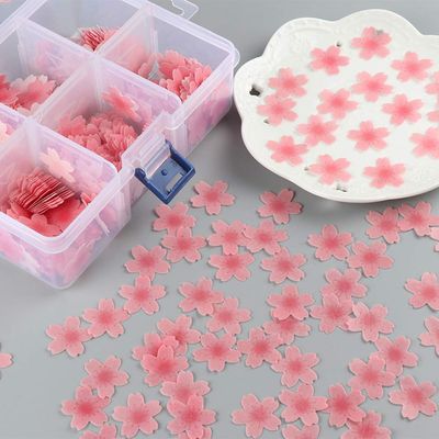 CHOCKACAKE 70x 0.9&quot; Edible Wafer Cherry Blossom Pink Flower for Cake Decoration Toppers,Wedding Japanese Sakura