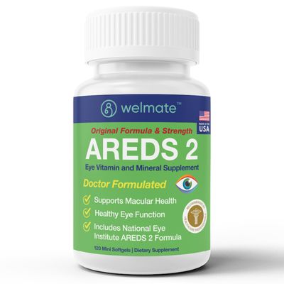 WELMATE - AREDS 2 (60 Servings) - Eye Vitamin and Mineral Supplement - Vitamin C, Zinc, Lutein, Zeaxanthin - Macular Health - Doctor Formulated &amp; Tested - Eye Care - Gluten Free - 120 Mini Softgels