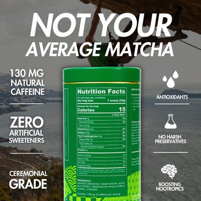 Chazoku Ceremonial Grade Matcha Powder - Instant Premium Organic Japanese Green Tea, High-Caffeine (Hi Caf Tea), Vegan & Gluten-Free, Authentic Japanese Harvest (Matcha Latte 16 Serving, 15oz Tin can)