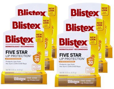 Blistex Five Star Lip Protection Lip Protectant/Sunscreen SPF 30 0.15 OZ - Buy Packs and SAVE (Pack of 6)