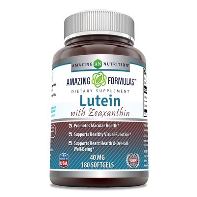 Amazing Formulas Lutein 40 mg with Zeaxanthin 1600 mcg | Softgels Supplement | Non-GMO | Gluten Free | Made in USA (40 mg, 180, Count)