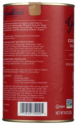 E Guittard Cocoa Powder, Unsweetened Rouge Red Dutch Process Cocoa, Two (2) 8oz Cans