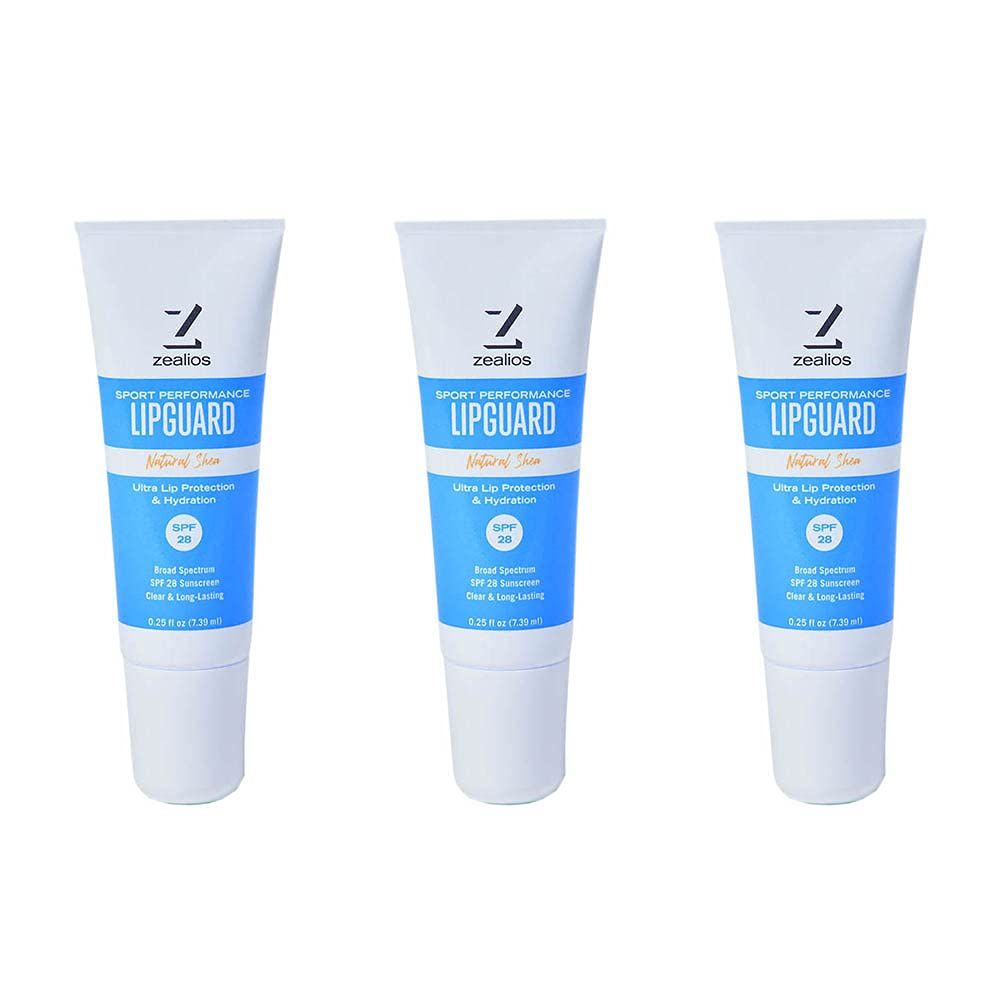 Zealios LipGuard Lip Balm 0.25 FL Oz Pack of 3 - SPF 28 UVA/UVB Protection - Hydrating Sunscreen Lip Balm for Dry and Cracked Lips - Paraben Free with Coconut &amp; Jojoba Oils - Easy Lip Applicator