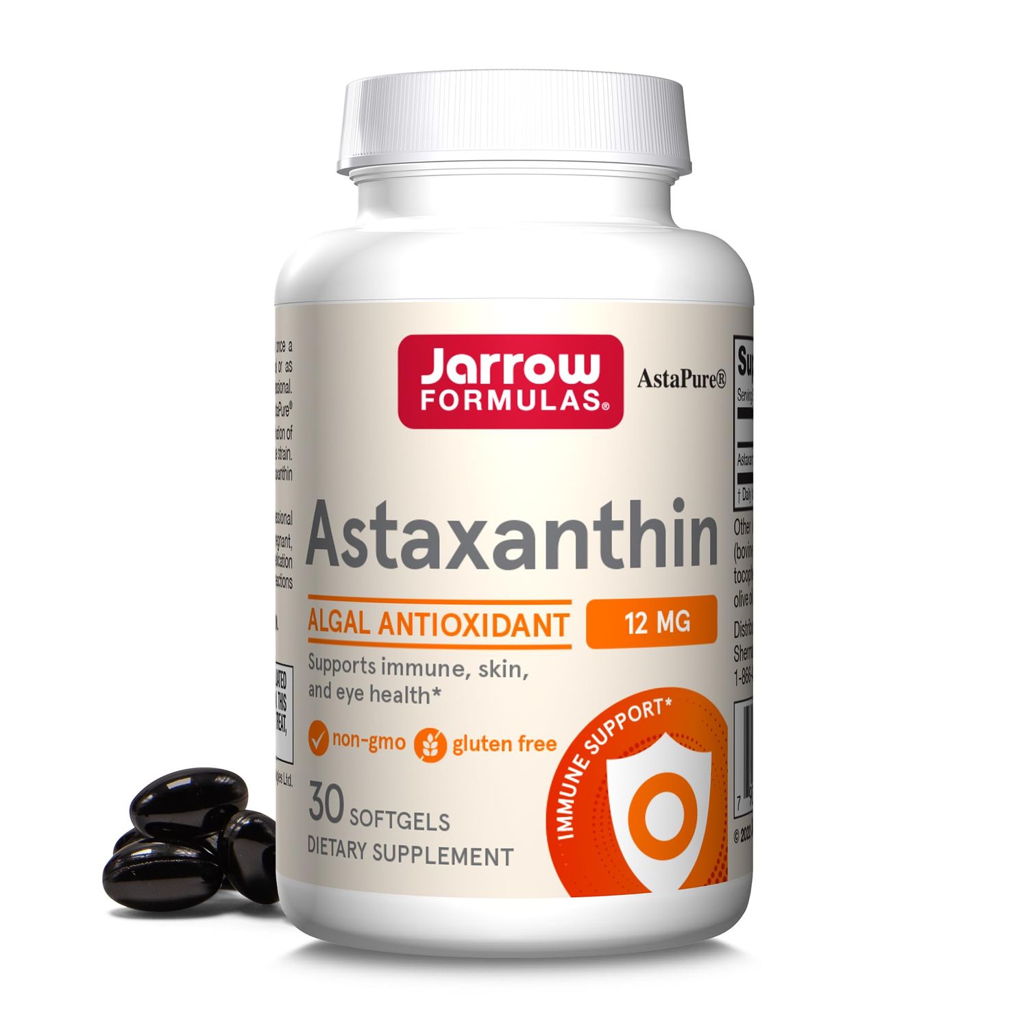 Jarrow Formulas Astaxanthin 12 mg, Dietary Supplement, Antioxidant Support for Immune and Eye Health, 30 Softgels, 30 Day Supply
