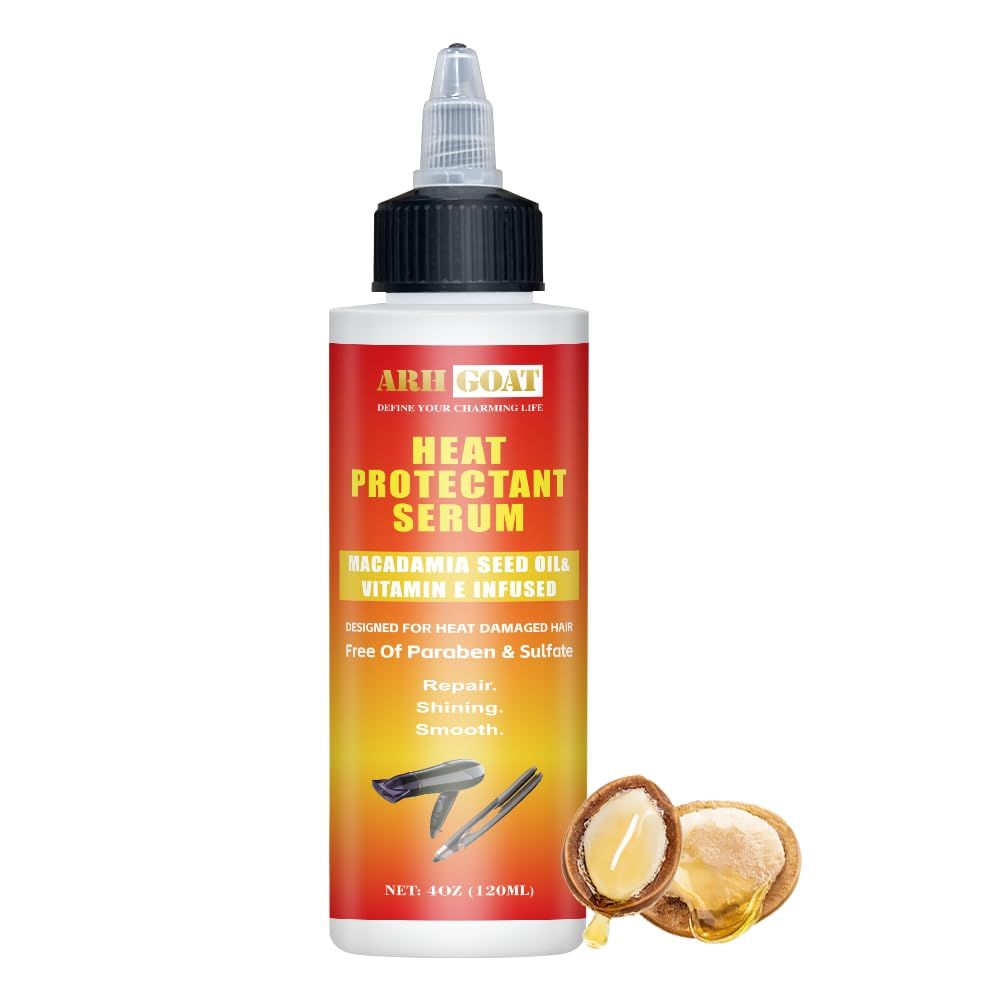 ARHGOAT 4oz Heat Protection Hair Serum, Thermal Protection Ultra Shine Oil Serum, Protects Hair form Heat Damage, Anti Frizz Strengthening Hydrating