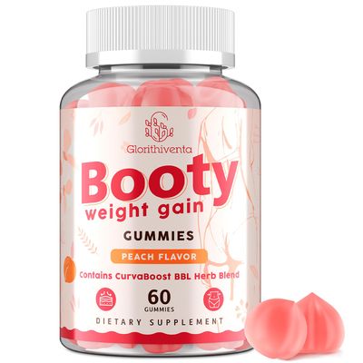 Glorithiventa Booty Gummies for Women, BBL Gummies Contains CurvaBoost BBL Herb Blend &amp; Creatine Monohydrate for Booty, Curves &amp; Energy, Zero Sugar, Vegan, Peach Flavor - 60 Gummies