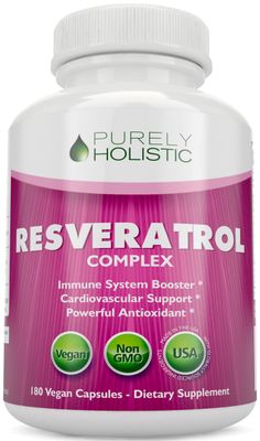 Purely Holistic Resveratrol 1450mg, 90 Servings, Trans-Resveratrol Antioxidant Supplement with Vitamin C and Polyphenol Complex, 180 Vegan Capsules