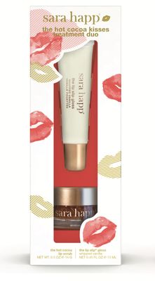 Sara Happ Hot Cocoa Kisses Treatment Duo, Lip Scrub &amp; Gloss, Unisex Exfoliating Set, 2 Count, Lip Care &amp; Conditioning, for Lips