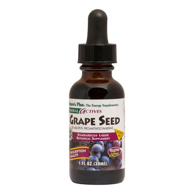 Natures Plus Herbal Actives Grape Seed 25 mg Liquid Suspension - Vegan Drops, 1 fl oz - Vegetarian, Gluten-Free - 30 Servings