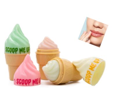 DEALPLUSDEAL Italia Deluxe Scoop Me Up Lip Balm 4 Pcs Set Sweet Ice Cream Flavors Hydrating Moisturizing Anti Crack Effect Lip Care Scoop Me Up 4
