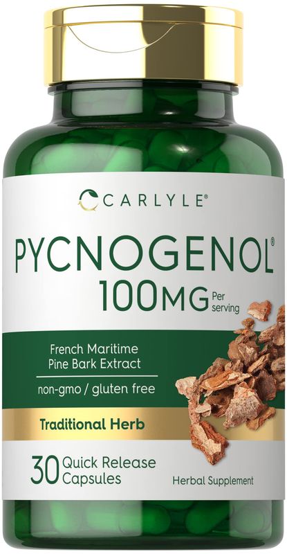 Carlyle Pycnogenol 100mg | 30 Capsules | French Maritime Pine Bark Extract | Pinus Pinaster | Non-GMO and Gluten Free Supplement