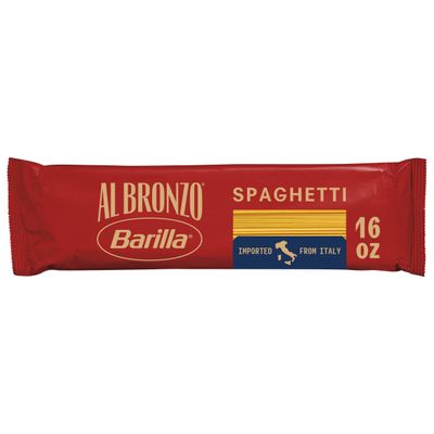 Barilla Al Bronzo Spaghetti Pasta (1 lb), Bronze Cut Pasta Created from High Quality Durum Wheat, Imported from Italy, Non-GMO, Kosher