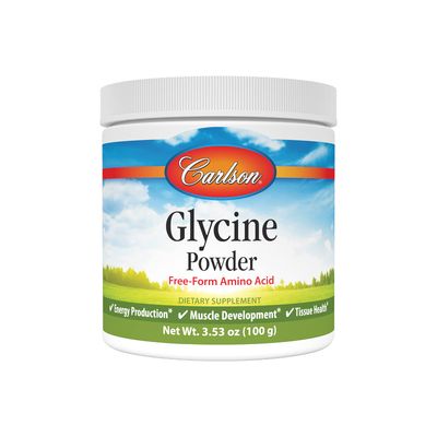 Carlson Glycine Powder 2000 mg, Amino Acid Supplement for Energy and Muscle Support, 3.53 oz (100 g)