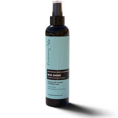 Sunny Isle Just for Wig, Weave, Braid, &amp; Extensions Wig Shine 8oz | For Synthetic &amp; Natural Hair | UV Protectant with Vitamin E, Jamaican Black Castor Oil | High Shine Finishing Spray