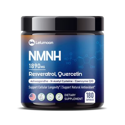 LELUMOON Premium NMNH 1860 mg with ALA, NAC, L-Carnitine, L-Theanine &amp; CoQ10 - Supports Cellular Longevity &amp; Antioxidant Defense - Made in The USA - 180 Capsules