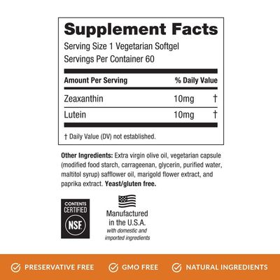 EyePromise Zeaxanthin Lutein Eye Vitamin - 60 Softgels Capsules Made with Natural Ingredients for Diets Including Gluten Free and Vegetarian - Protect &amp; Enhance Your Eye Health Completely