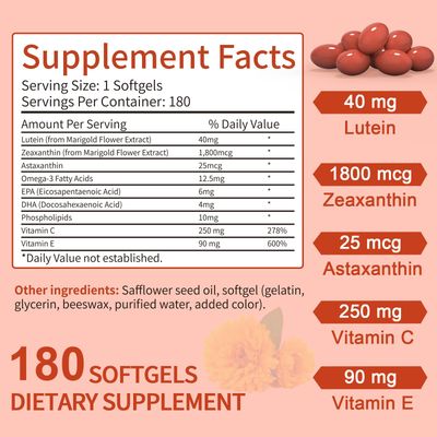 HEALOADING Lutein and Zeaxanthin Supplement Softgels: Eye Vitamins and Supplements with Vitamins C, E, Omega 3, Lutein & Zeaxanthin for Improving Vision and Relieving Eye Fatigue