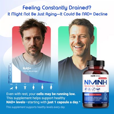VITAL HERBAL NMNH with Resveratrol Supplement - 150 Capsules - Supports NAD Production, Cellular Energy &amp; Healthy Aging - Made in The USA