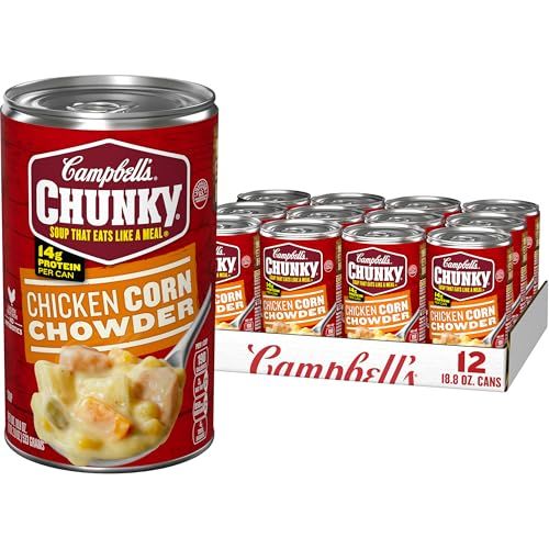 Campbell&#39;s Chunky Soup, Chicken Corn Chowder Soup, 18.8 Ounce Can (Case Of 12)