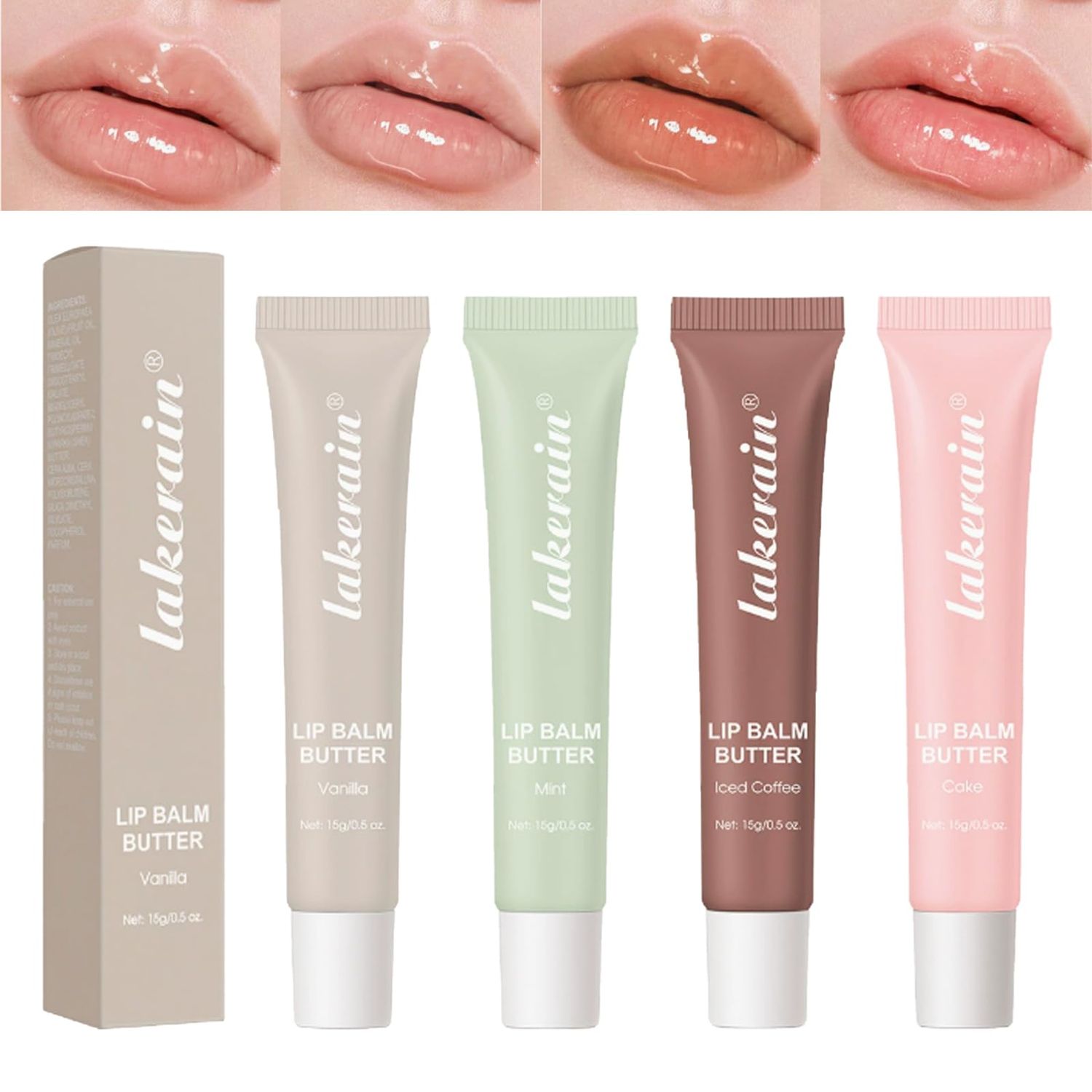 Petansy 4PCS Special Lip Butter Balm - Conditioning Lip Mask and Lip Balm for Instant Moisture,Natural Ingredients Vegan Non-Sticky Lip Glowy BalmSoothing Lip Care
