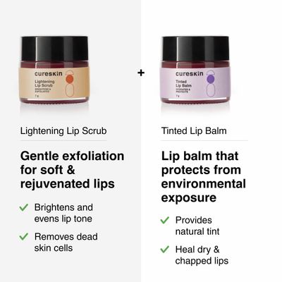 Cureskin Lip Scrub Combo | Lightening Lip Scrub for Men and Women Tinted Lip Balm for Women and Men Combo | Lip Balm Combo