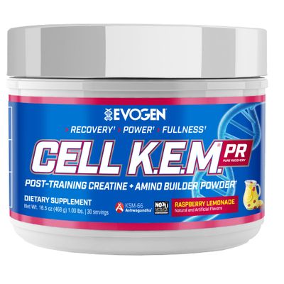 Evogen Cell K.E.M. PR V.2 Reformulated- Post Workout Recovery Powder &amp; Muscle Builder | Creatine Monohydrate, BCAA Powder, EAAs | Recovery, Strength &amp; Fullness | Raspberry Lemonade | 30 Servings