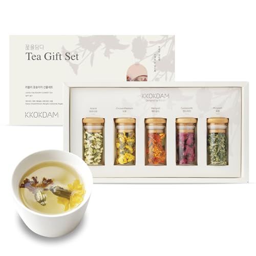 KKOKDAM Lovely Tea Gift Set - Premium Blooming Flowers Variety Pack - Fancy Gifts from South Korea - 5 Count