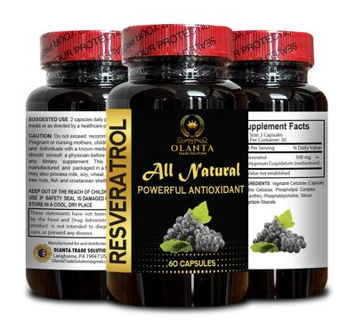OLANTA TRADE SOLUTION Trans Resveratrol 500mg - Naturally Sourced Antioxidant, Immune Support for Adults, No Artificial Colors or Preservatives, Easy-to-Take Capsules - 1 Bottle 60 Capsules