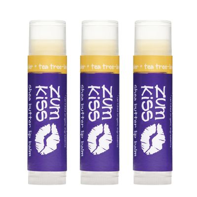 Zum Indigo Wild Kiss Stick - Natural Lip Balm with Organic Beeswax, Sunflower Oil &amp; Vitamin E - Flavored, Hydrating Lip Moisturizer - Tea Tree &amp; Lavender (3 Pack)