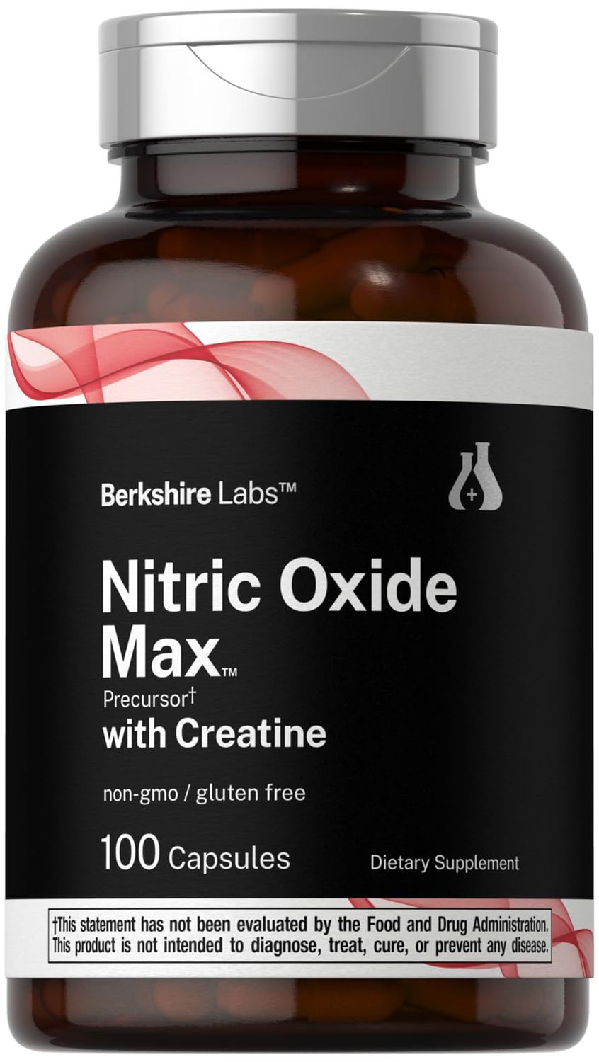 Horbach Nitric Oxide Supplement with Creatine | 100 Capsules | L Citrulline, L Arginine, and Creatine Monohydrate | Non-GMO, Gluten Free | Berkshire Labs