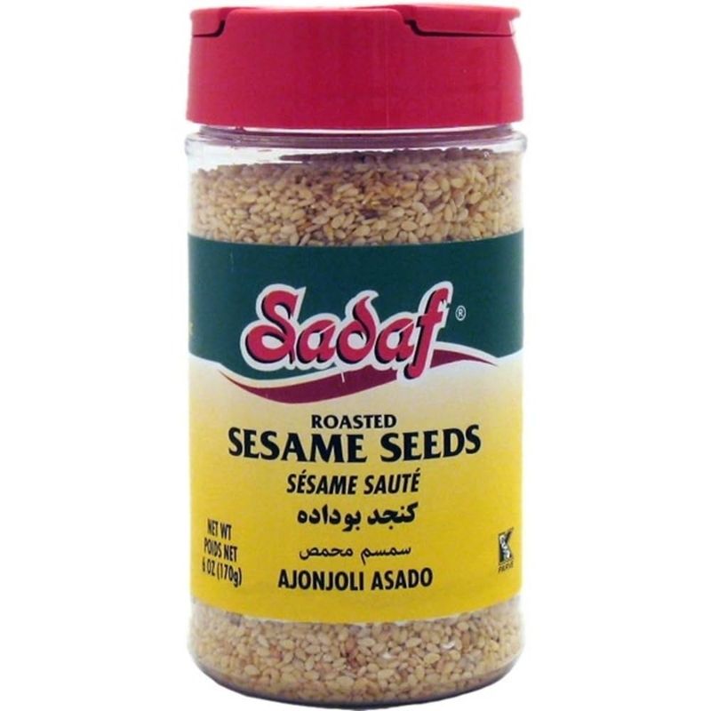 Sadaf Roasted Sesame Seeds - Sesame Seeds for Cooking and Food Flavoring - Spices &amp; Seasonings - Semillas de Ajonjoli - Kosher - 6 Oz Bottle with Shaker Top