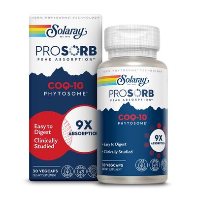 SOLARAY CoQ-10 Phytosome - 9X Absorption CoQ10 200mg - Easy-to-Digest Antioxidants Supplement - Vegan and Made Without Soy - 60-Day Guarantee - 30 Servings, 30 VegCaps