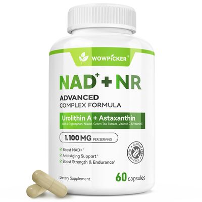 NAD Supplement 1,100mg Liposomal - Alternative for NMN Supplement &amp; Resveratrol-Like Benefits - Green Tea Extract Astaxanthin - Anti-Aging, Energy, Focus - 60 Capsules, Made in The USA