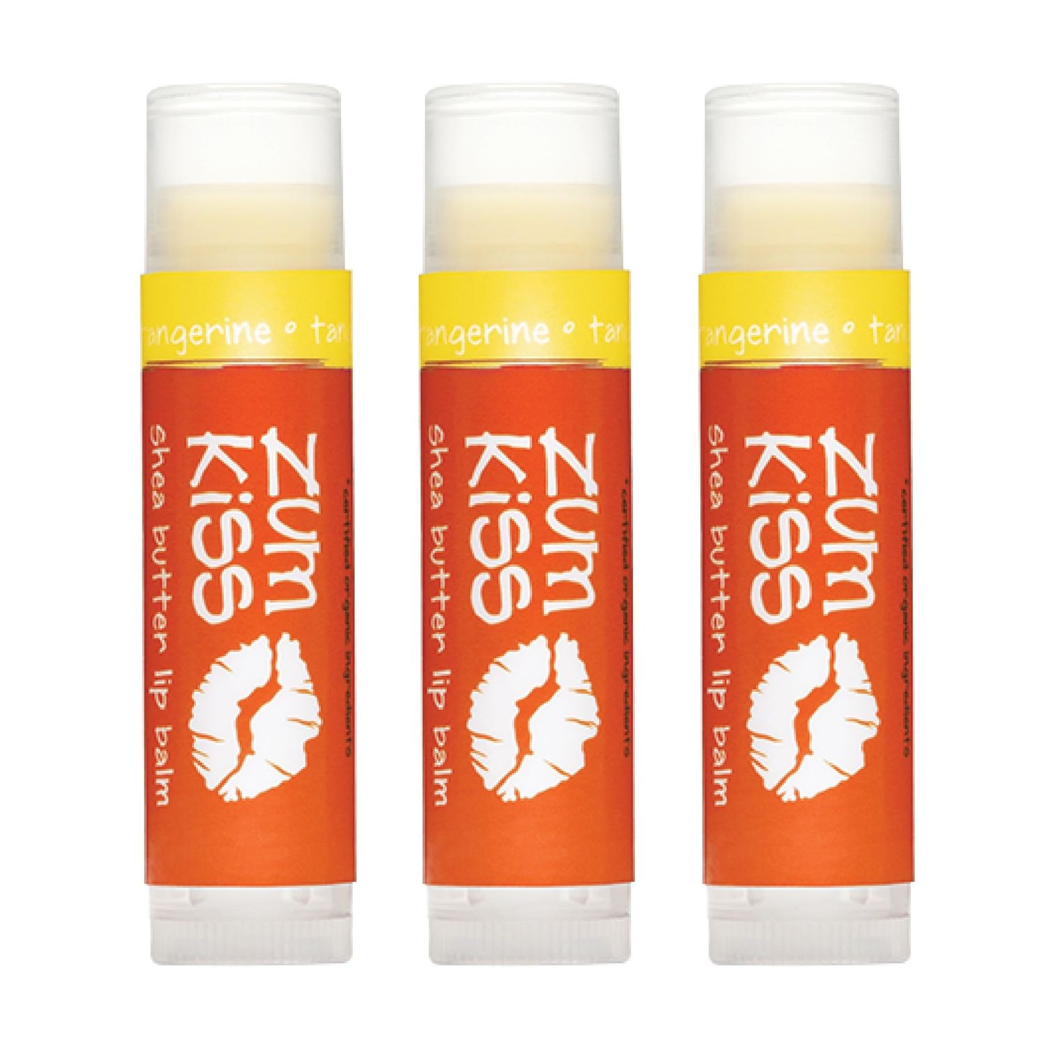 Zum Indigo Wild Kiss Stick - Natural Lip Balm with Organic Beeswax, Sunflower Oil &amp; Vitamin E - Flavored, Hydrating Lip Moisturizer - Tangerine (3 Pack)
