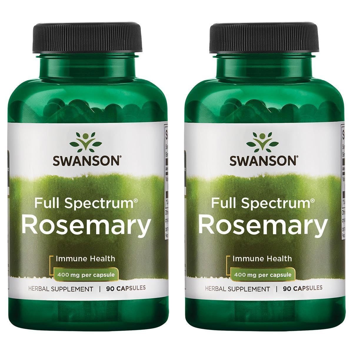 Swanson Full Spectrum Rosemary - Herbal Supplement Promoting Immune Health Support - Natural Formula to Help Defend The Body &amp; Support Overall Wellness - (90 Capsules, 400mg Each) (2 Pack)