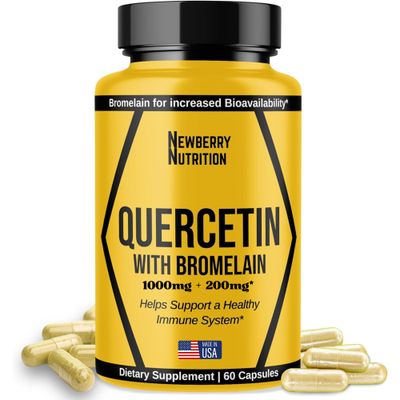 Newberry Nutrition Quercetin with Bromelain Supplement 1200mg, Quercetin 500mg Capsules, Helps Support Healthy Immunity, Potent Antioxidant, 60 Count