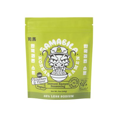 SAMABILA Chicken Lite Instant Ramen Seasoning Powder (35 LESS SODIUM) - Gluten Free - Vegan - Mild - Premium Instant Noodle Soup Powder - 5 oz