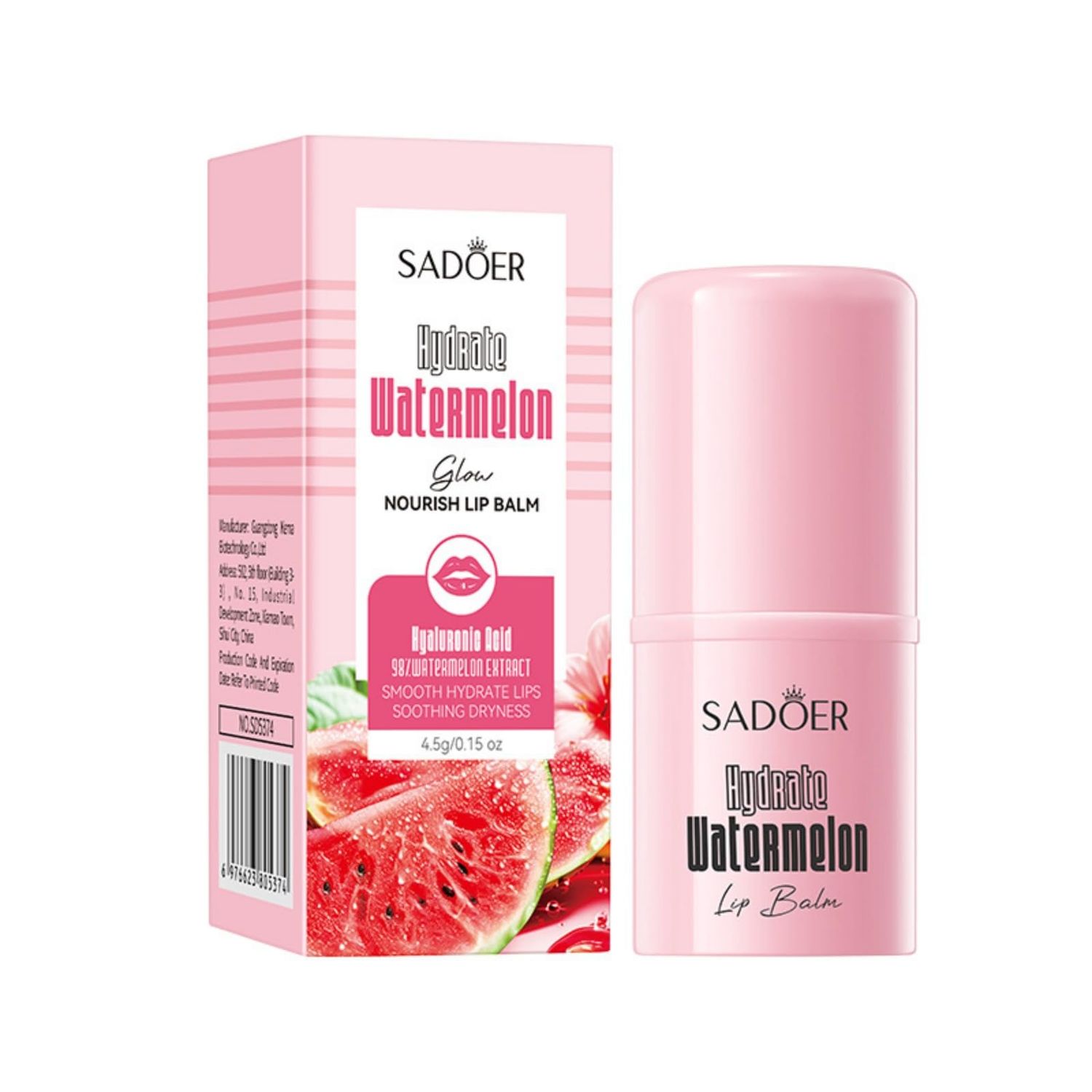 REPIMA For Sadoer Watermelon lip balm,Brightens Lip Color,Hydrating and nourishing,moisturizing lipsticks,Moisturizing and Shining Lip Care 4.5g 0.15 oz Pink