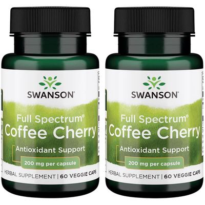 Swanson Full-Spectrum Coffee Cherry-Herbal Supplement Promoting Immune System Support &amp; Delivering Essential Phytonutrients-Natural Overall Wellness Support-(60 Veggie Capsules, 200mg Each) (2 Pack)