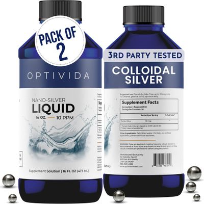 Optivida Health Nano Colloidal Silver Liquid (2 Pack) - Immune Support Supplements with Silver Hydrosol, Liquid for Immune Support, Colloidal Silver for Immune System.