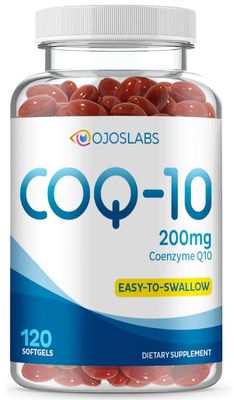 OjosLabs CoQ10 200mg - Coenzyme Q10 Dietary Supplement, Easy-to-Swallow 120 Softgels