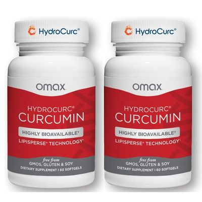 Omax3 2 Pack- HydroCurc Turmeric Curcumin Softgels, Highly Bioavailable MCT Oil Nanoparticle for Potency &amp; Absorption, Joint Health, 120 Softgels